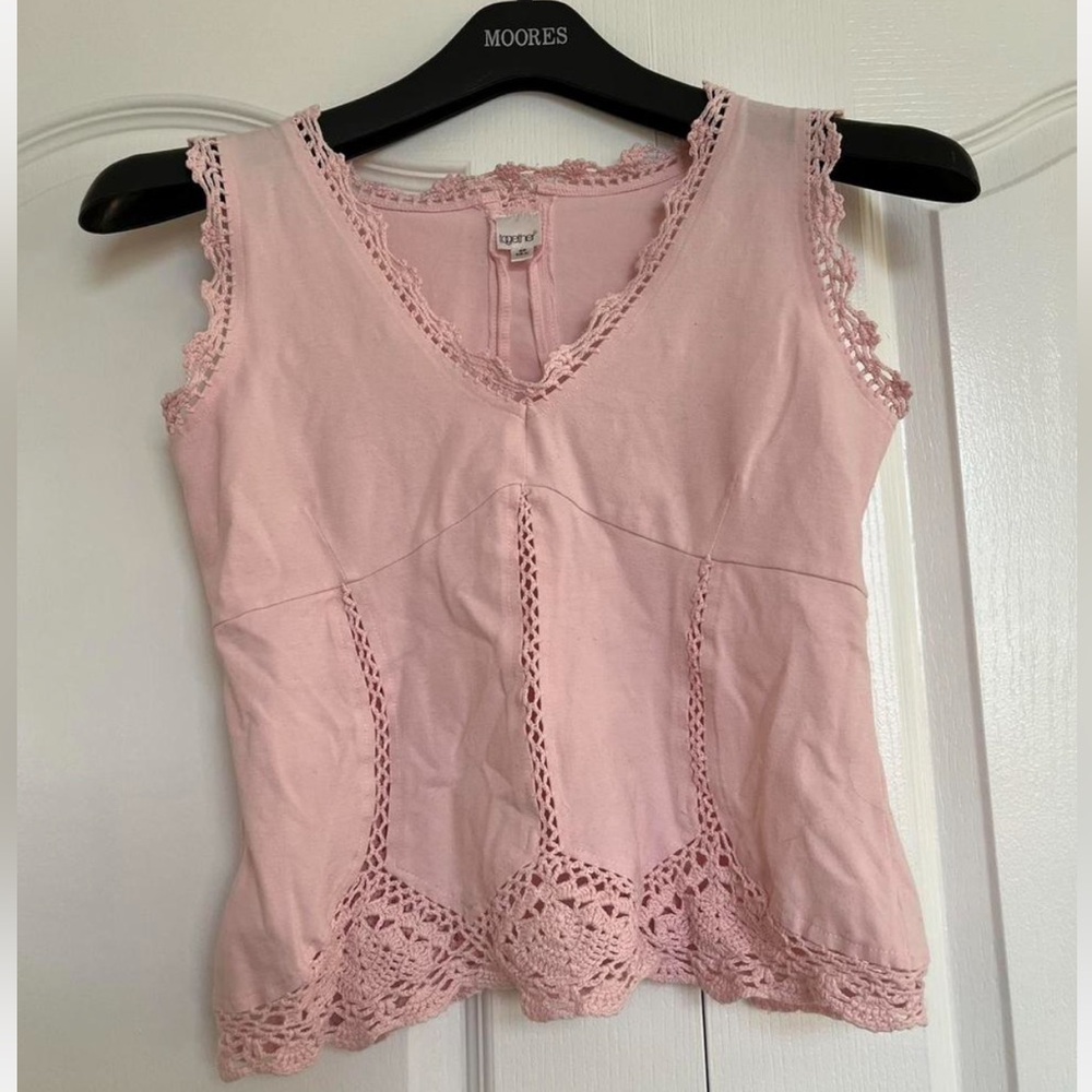 Together Soft Pink Crochet Trim Tank Top